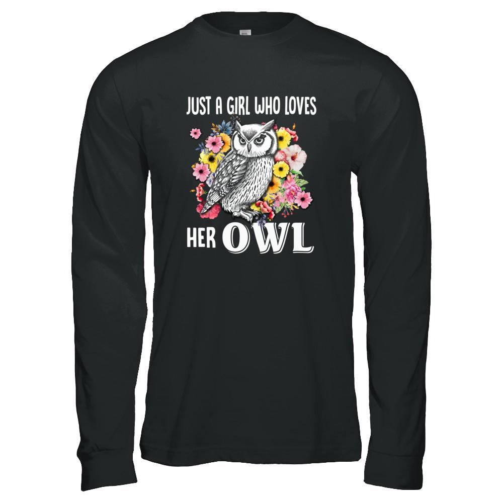 Just A Girl Who Loves Her Owl-T-Shirt & Tank Top-Long Sleeve T-Shirt-Black