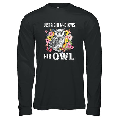 Just A Girl Who Loves Her Owl-T-Shirt & Tank Top-Long Sleeve T-Shirt-Black