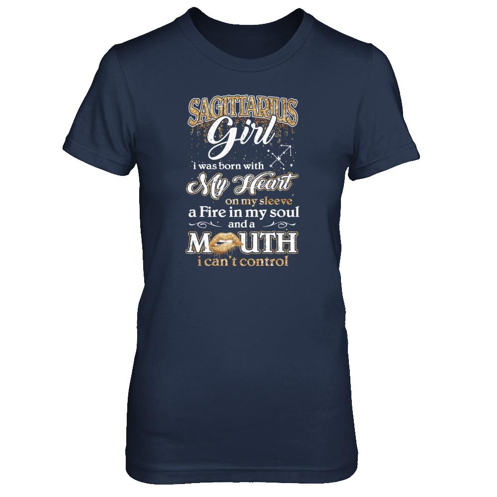 I'm A Sagittarius Girl Lipstick November December Funny Zodiac Birthday-T-Shirt & Tank Top-Women's T-Shirt-Navy