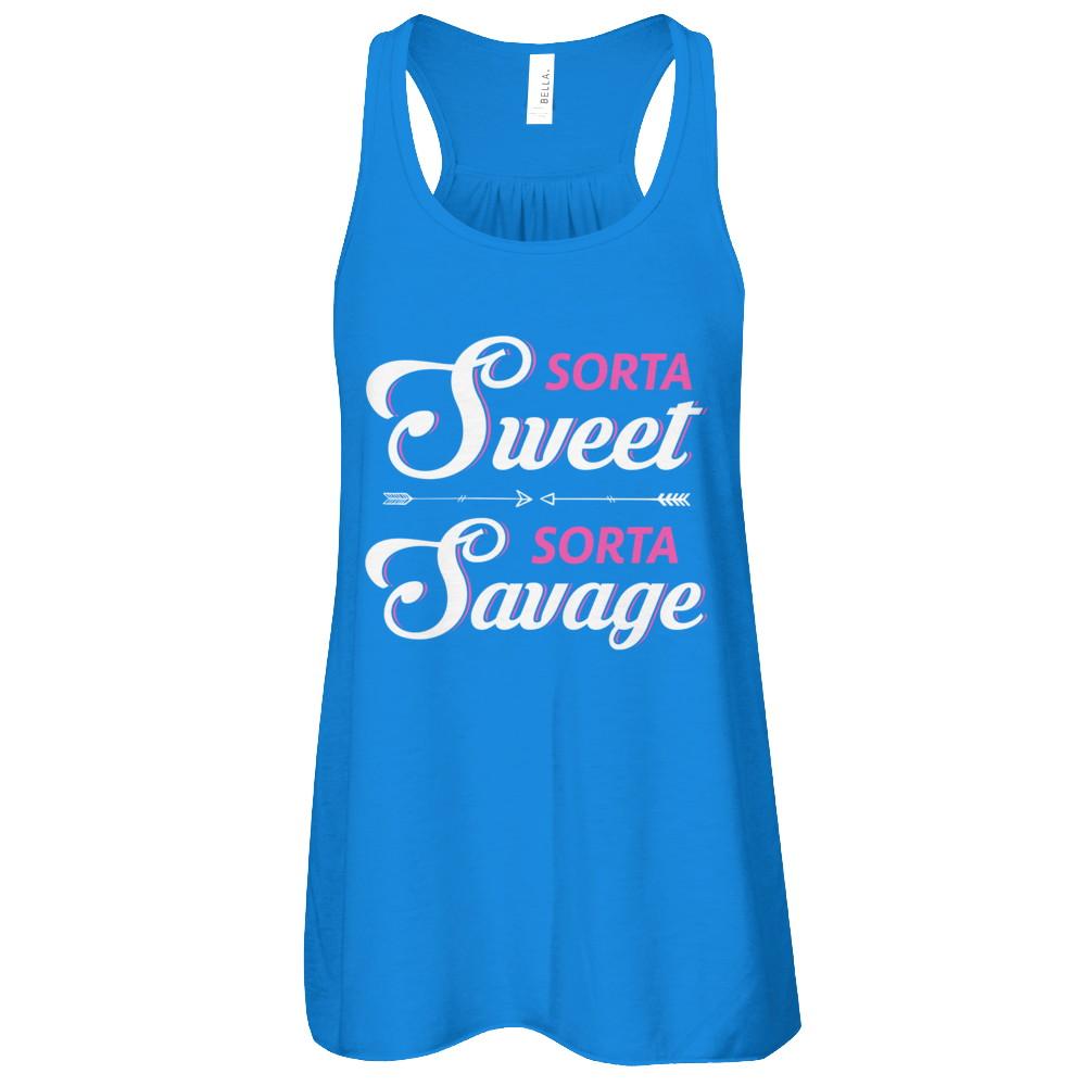 Sorta Sweet Sorta Savage-T-Shirt & Tank Top-Women's Flowy Racerback Tank-True Royal