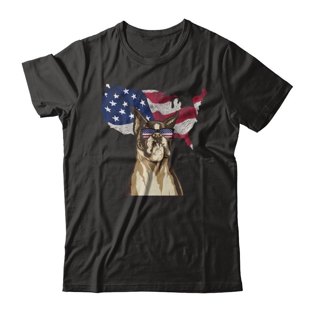 Funny Patriot Boxer Dog 4Th Of July American Flag-T-Shirt & Hoodie-Classic T-Shirt-Black