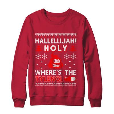 Hallelujah Holy Where's The Christmas Ugly Sweater-T-Shirt & Sweatshirt-Crewneck Sweatshirt-Red
