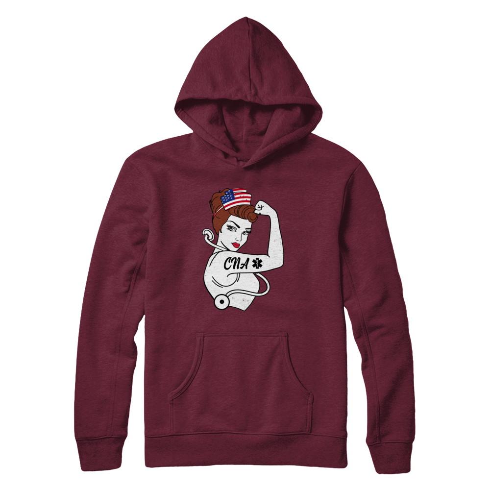 Nursing Strong Woman Cna Strong Nurse 4Th Of July-T-Shirt & Hoodie-Pullover Hoodie-Maroon