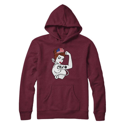 Nursing Strong Woman Cna Strong Nurse 4Th Of July-T-Shirt & Hoodie-Pullover Hoodie-Maroon