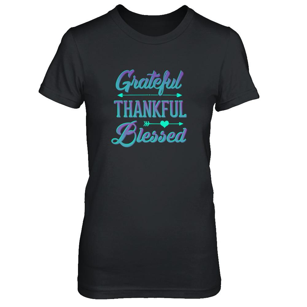 Grateful Thankful Blessed Thanksgiving-T-Shirt & Tank Top-Women's T-Shirt-Black