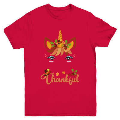 Thanksgiving Unicorn Pumpkin For Kids Youth-Youth Shirt-Youth T-Shirt-Red