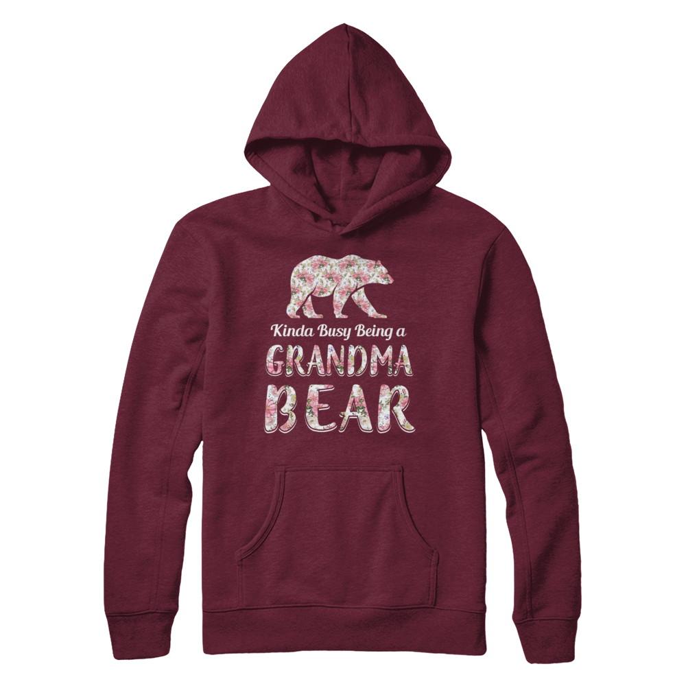 Grandma Bear Dinosaur Kinda Busy Being A Grandmabear-T-Shirt & Hoodie-Pullover Hoodie-Maroon