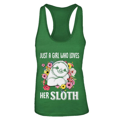 Just A Girl Who Loves Her Sloth-T-Shirt & Tank Top-Women's Ideal Racerback Tank-Kelly Green