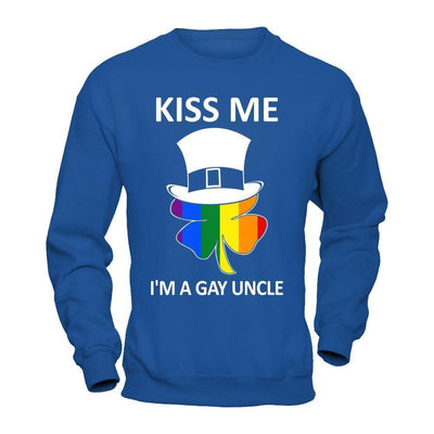 Kiss Me I'm A Gay Uncle Lgbt St Patrick's Day-T-Shirt & Hoodie-Crewneck Sweatshirt-Royal