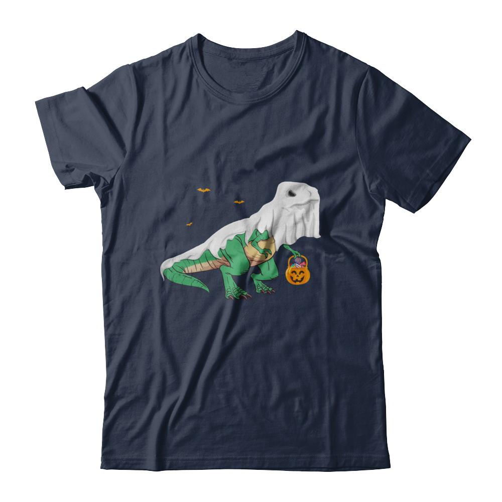 Halloween T Rex Dinosaur Ghost Trick Or Treat-T-Shirt & Hoodie-Classic T-Shirt-Navy