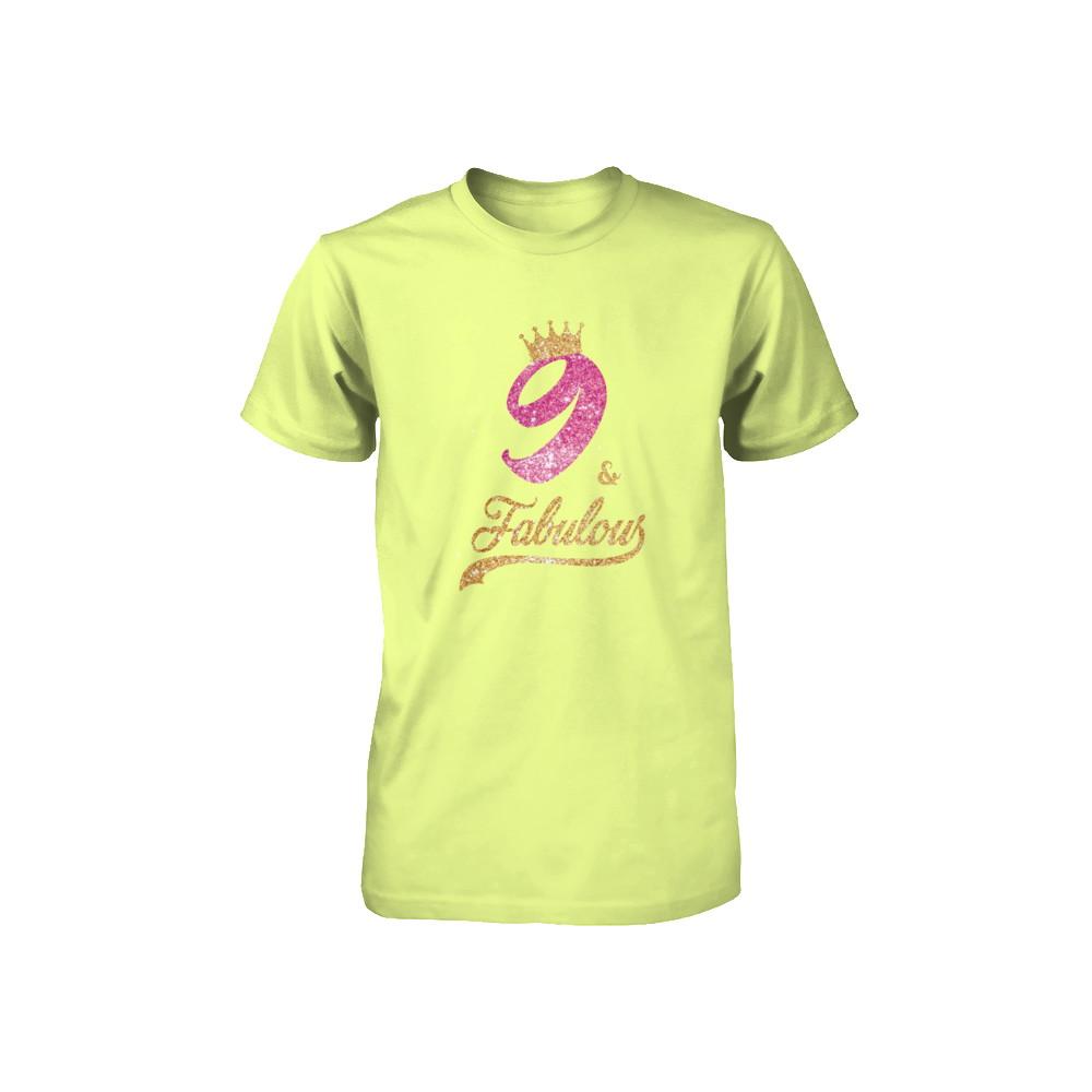 9Th And Fabulous Nine Birthday Youth-Youth Shirt-Youth T-Shirt-Neon Yellow