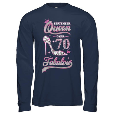 September Queen 70 And Fabulous 1951 70th Years Old Birthday-T-Shirt & Hoodie-Long Sleeve T-Shirt-Navy