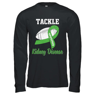 Football Survivor Tackle Green Kidney Disease Awareness-T-Shirt & Hoodie-Long Sleeve T-Shirt-Black