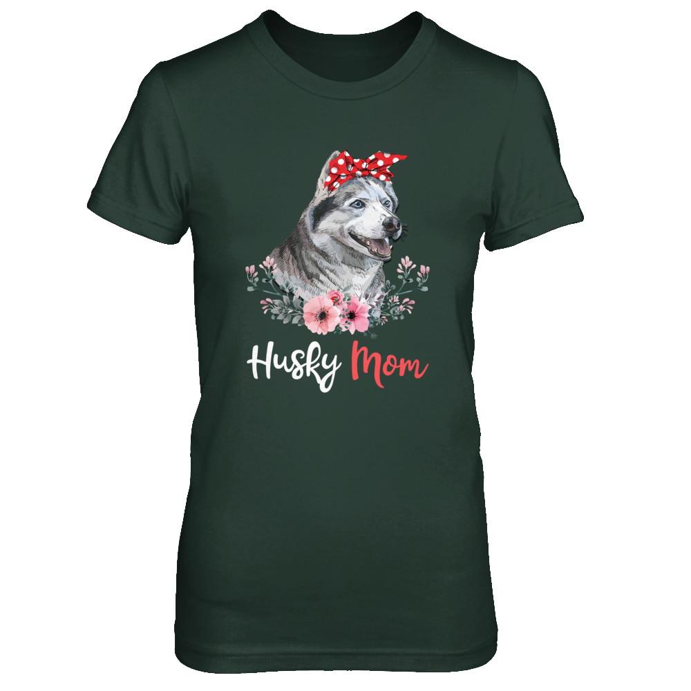 Husky Mom Gift For Women Dog Lover-T-Shirt & Hoodie-Women's T-Shirt-Forest Green