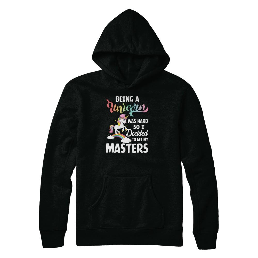 Funny Unicorn Masters Degree Graduation Graduate Gift-T-Shirt & Tank Top-Pullover Hoodie-Black