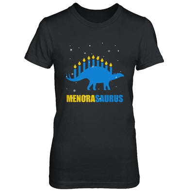 Funny Hanukkah Dinosaur Menorah Stegosaurus Menorasaurus-T-Shirt & Sweatshirt-Women's T-Shirt-Black