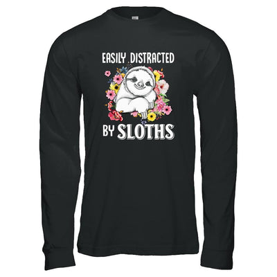 Easily Distracted By Sloths-T-Shirt & Tank Top-Long Sleeve T-Shirt-Black