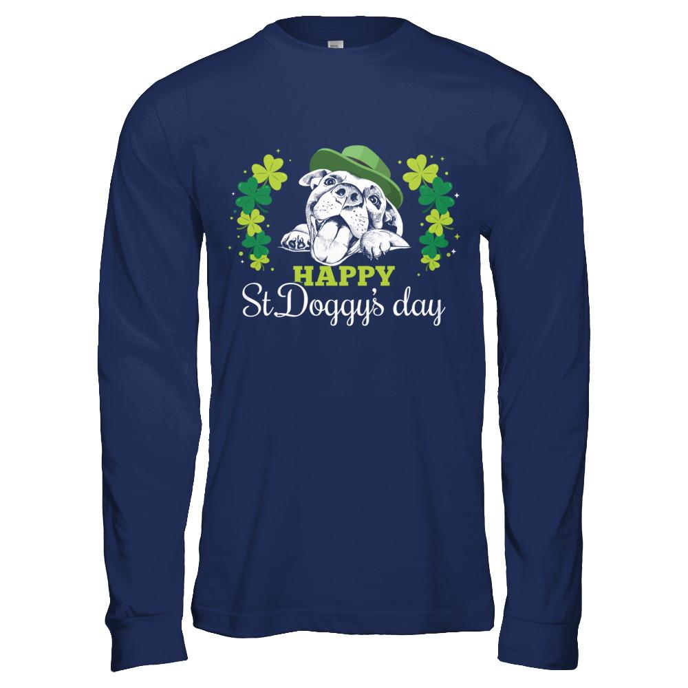 Happy St Doggy's Day Saint Patrick's Day Dog-T-Shirt & Hoodie-Long Sleeve T-Shirt-Navy