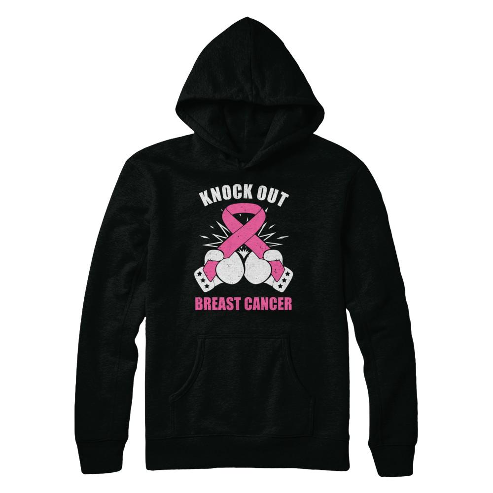Boxing Knock Out Breast Cancer Awareness Support-T-Shirt & Hoodie-Pullover Hoodie-Black