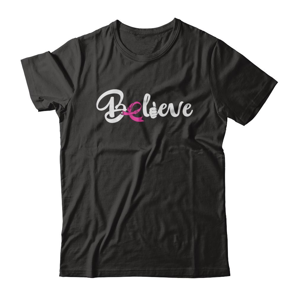 Believe Breast Cancer Awareness Fight-T-Shirt & Sweatshirt-Premium T-Shirt-Black