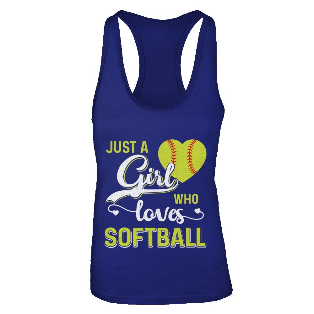 Just A Girl Who Loves Softball-T-Shirt & Tank Top-Women's Ideal Racerback Tank-Royal