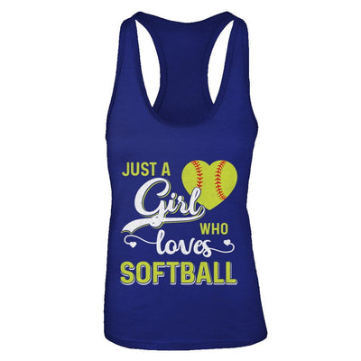Just A Girl Who Loves Softball-T-Shirt & Tank Top-Women's Ideal Racerback Tank-Royal