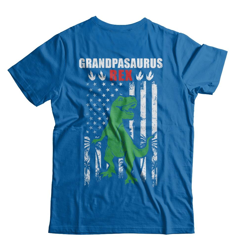 GranpaSaurus Grandpa Dinosaur Rex American Flag Fathers Day-T-Shirt & Hoodie-Classic T-Shirt-Royal