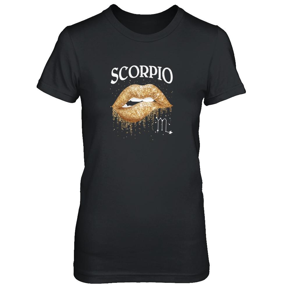 Scorpio Zodiac October November Birthday Gift Golden Lipstick-T-Shirt & Tank Top-Women's T-Shirt-Black