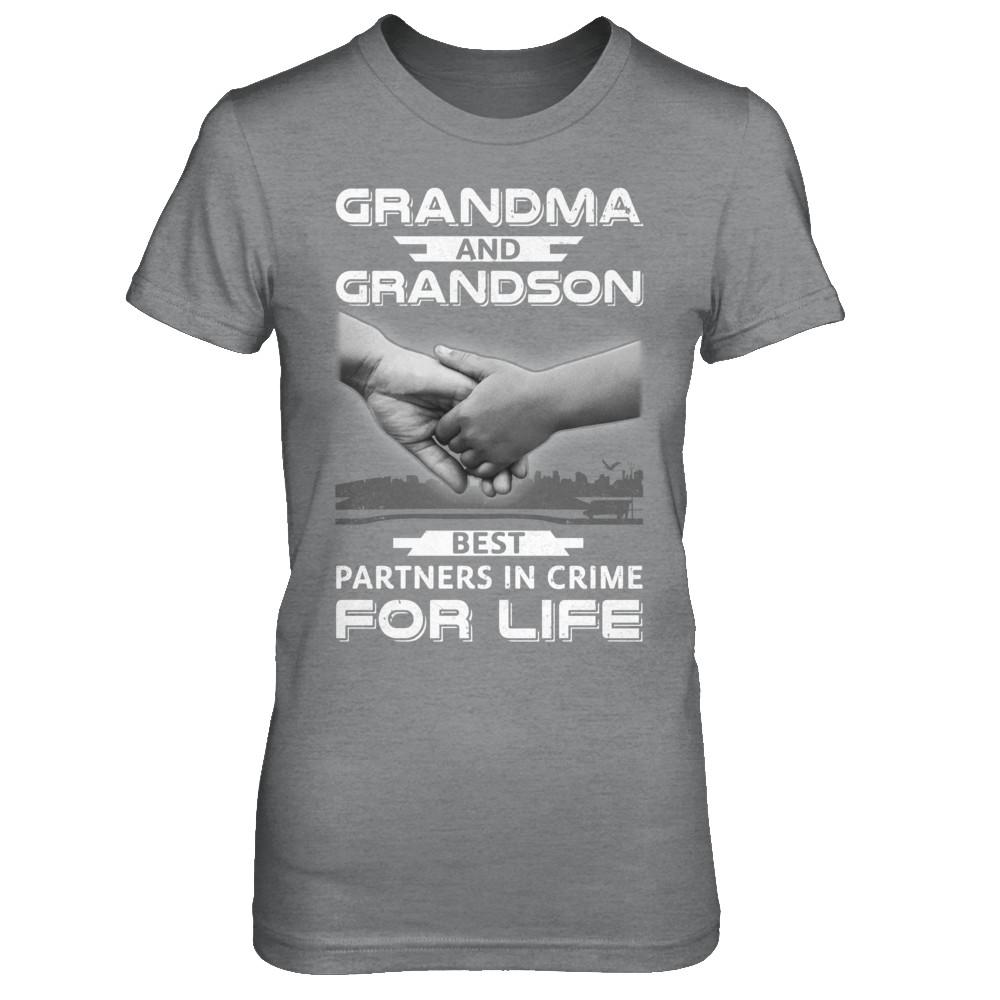 Grandma And Grandson Best Partners In Crime For Life-T-Shirt & Hoodie-Women's T-Shirt-Sport Grey