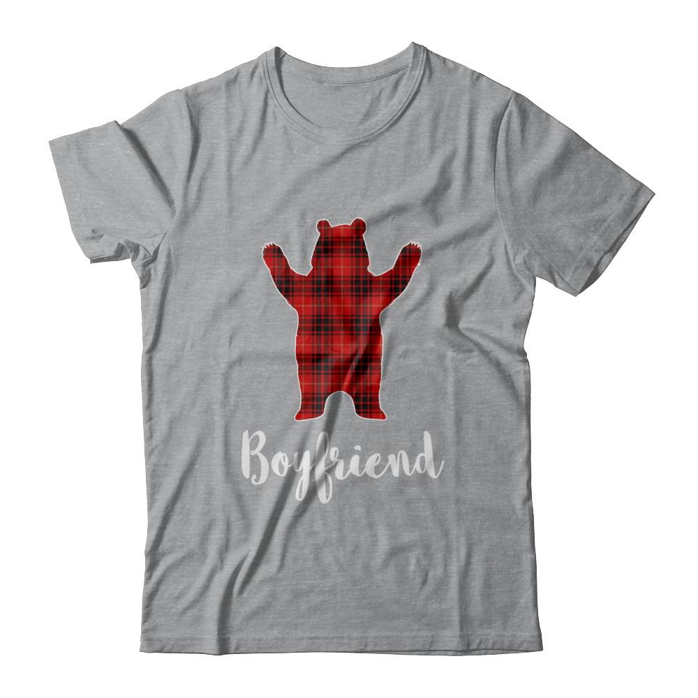 Red Boyfriend Bear Buffalo Plaid Family Christmas Pajamas-T-Shirt & Sweatshirt-Classic T-Shirt-Sport Grey