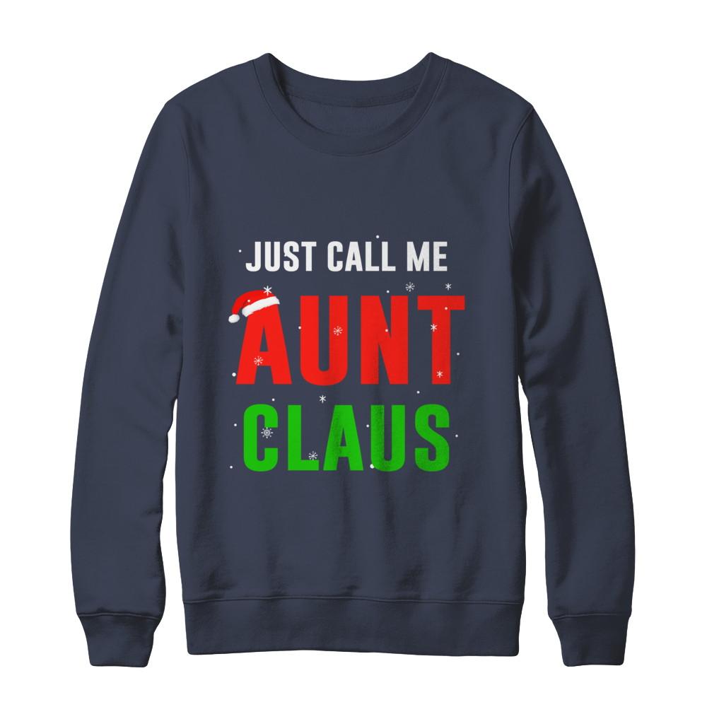 Santa Aunt Claus Matching Family Christmas Pajamas-T-Shirt & Sweatshirt-Crewneck Sweatshirt-Navy