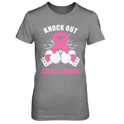 Boxing Knock Out Breast Cancer Awareness Support-T-Shirt & Hoodie-Women's T-Shirt-Sport Grey
