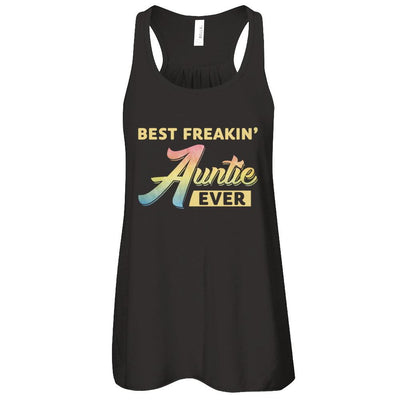 Best Freakin' Auntie Ever-T-Shirt & Tank Top-Women's Flowy Racerback Tank-Black