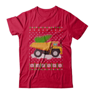 Yellow Dump Truck Trucker Ugly Christmas Sweater-T-Shirt & Sweatshirt-Classic T-Shirt-Red