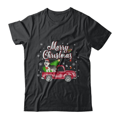 Husky Retriever Rides Red Truck Christmas Pajama-T-Shirt & Sweatshirt-Classic T-Shirt-Black