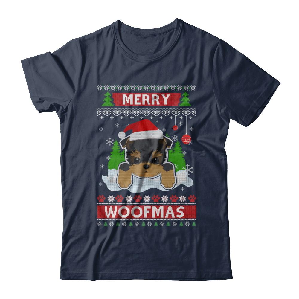 Yorkie Merry Woofmas Ugly Christmas Sweater-T-Shirt & Sweatshirt-Classic T-Shirt-Navy