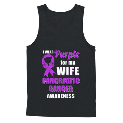 I Wear Purple For My Wife Pancreatic Cancer Husband-T-Shirt & Hoodie-Unisex Tank-Black