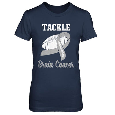 Football Survivor Tackle Gray Brain Cancer Awareness-T-Shirt & Hoodie-Women's T-Shirt-Navy