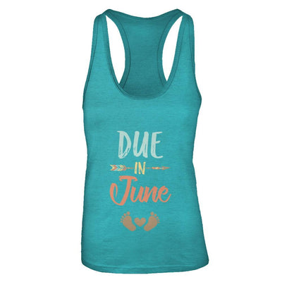 Due Date June 2021 Announcement Mommy Bump Pregnancy-T-Shirt & Tank Top-Women's Ideal Racerback Tank-Tahiti Blue