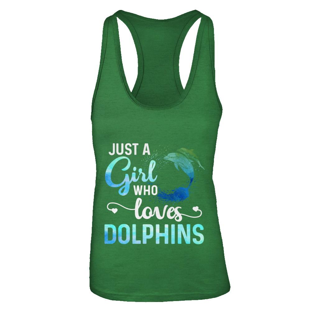 Just A Girl Who Loves Dolphins-T-Shirt & Tank Top-Women's Ideal Racerback Tank-Kelly Green