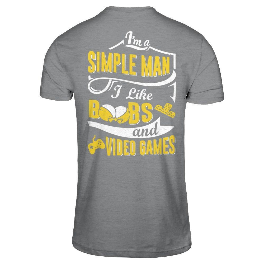 I'm A Simple Man I Like Boobs And Video Games-T-Shirt & Hoodie-Classic T-Shirt-Sport Grey