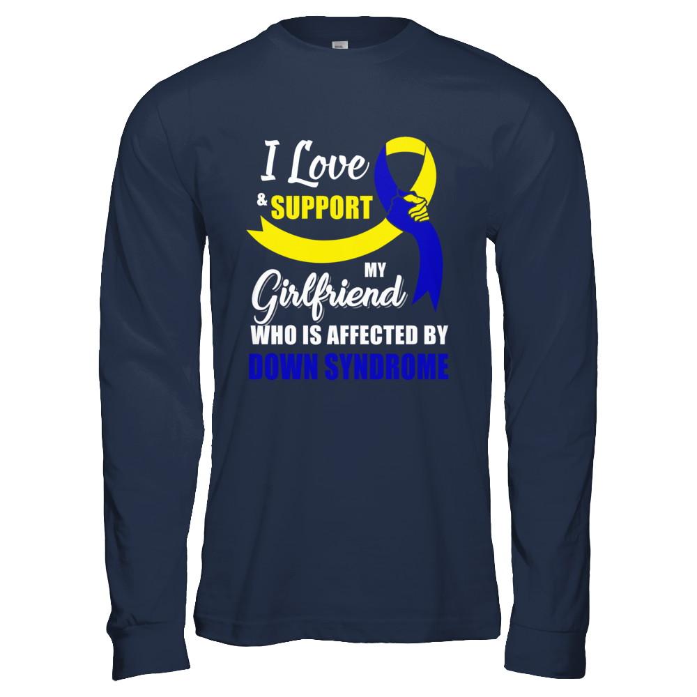 Down Syndrome Awareness Support Yellow Blue Girlfriend Boyfriend-T-Shirt & Hoodie-Long Sleeve T-Shirt-Navy