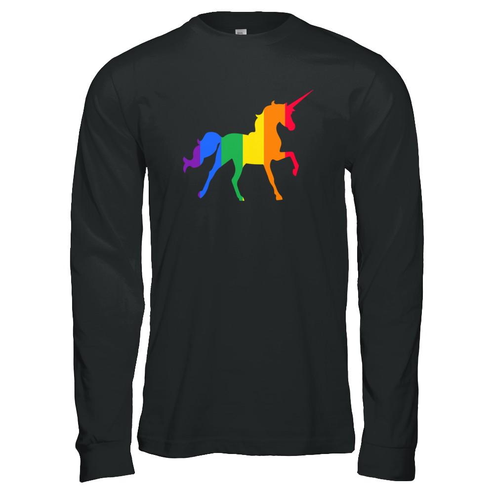 Pride LGBT Unicorn Gift Rainbow LGBT Gay Lesb-T-Shirt & Hoodie-Long Sleeve T-Shirt-Black