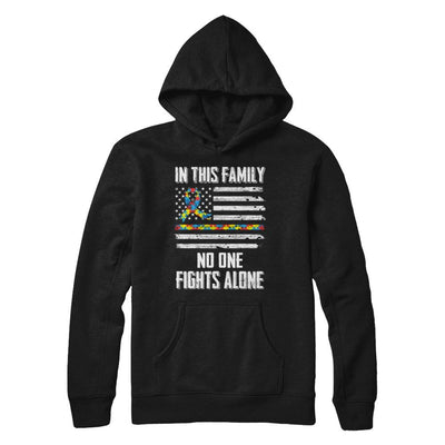 In This Family No One Fights Alone Autism Awareness-T-Shirt & Hoodie-Pullover Hoodie-Black