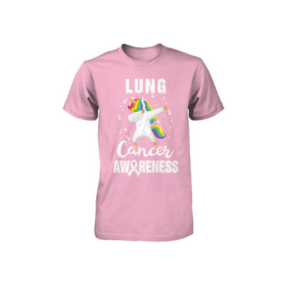 Inspirational Lung Cancer Awareness Unicorn Support Youth-Youth Shirt-Toddler T-Shirt-Pink