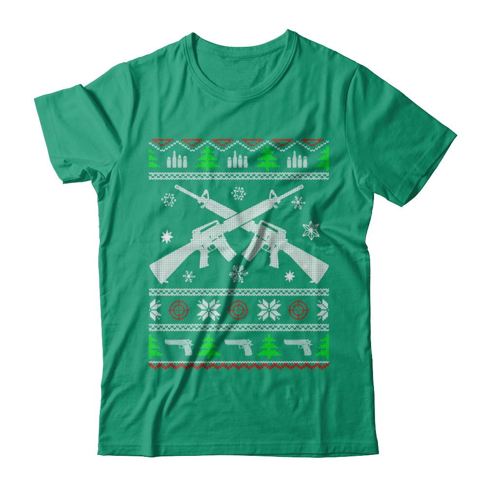 I Want Rifle Guns For Christmas Ugly Christmas Sweater-T-Shirt & Sweatshirt-Classic T-Shirt-Kelly Green