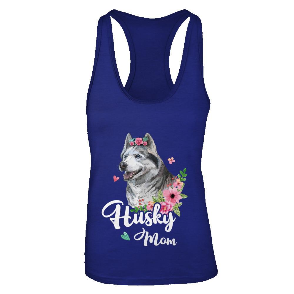 Husky Mom Funny Dog Mom Gift Idea-T-Shirt & Tank Top-Women's Ideal Racerback Tank-Royal