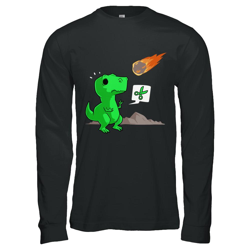 Rock Paper Scissors Funny Dinosaur-T-Shirt & Hoodie-Long Sleeve T-Shirt-Black