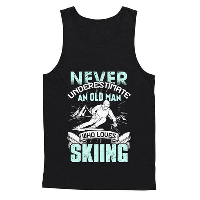 Never Underestimate An Old Man Who Loves Skiing-T-Shirt & Hoodie-Unisex Tank-Black