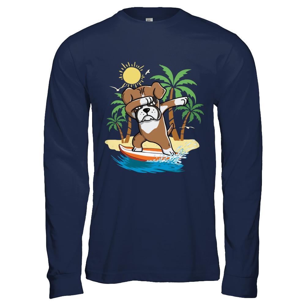 Summer Vacation Dabbing Boxer Surfing Surfboard Gift-T-Shirt & Hoodie-Long Sleeve T-Shirt-Navy